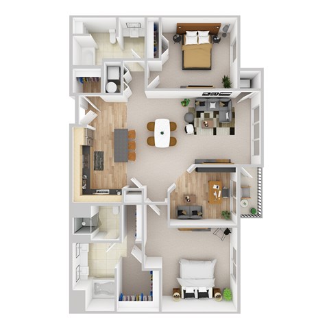 Floor plan for 2 beds, 2 baths, 1541 sqft